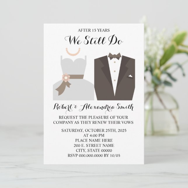 We Still Do Wedding Anniversary Renewal  Invitatio Invitation (Standing Front)