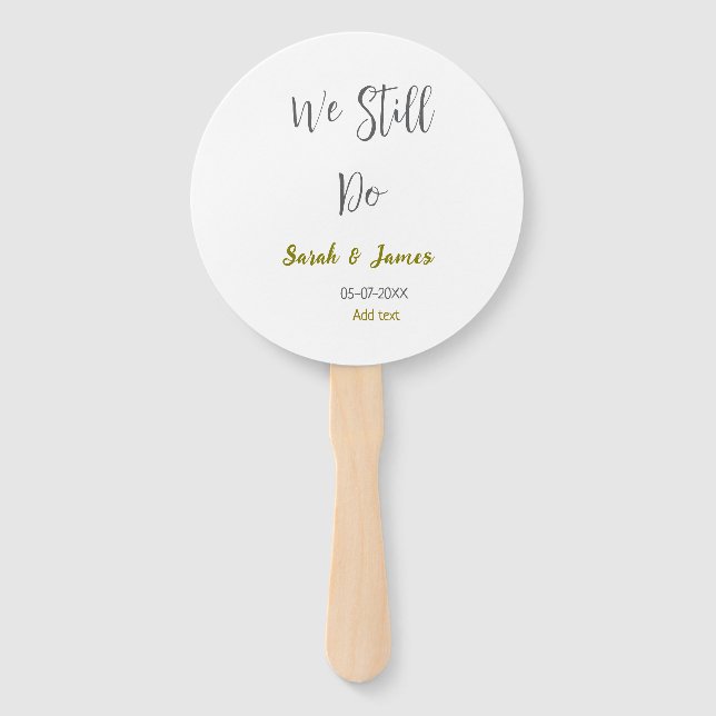 We still do wedding anniversary simple gray gold hand fan (Front)