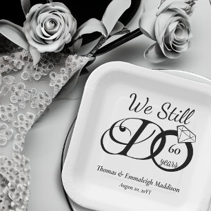 We Still Do Wedding Anniversary Typography Paper Plates
