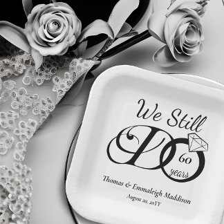 We Still Do Wedding Anniversary Typography Paper Plates