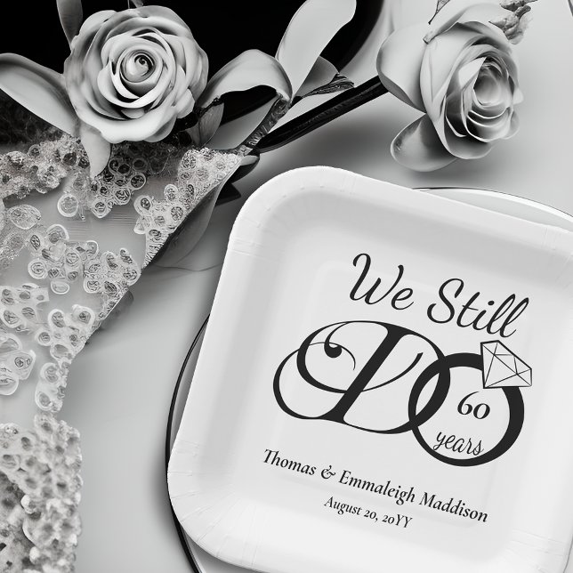 We Still Do Wedding Anniversary Typography Paper Plates (Creator Uploaded)