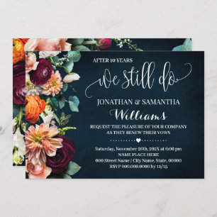 We Still Do Wedding Anniversary Wine Navy Invitation