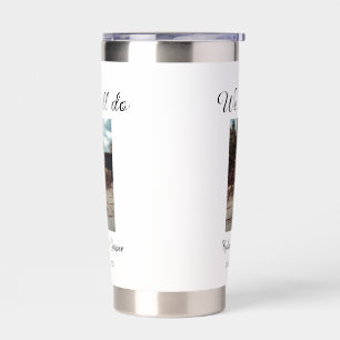 We still do wedding couple pet photo name date sim insulated tumbler