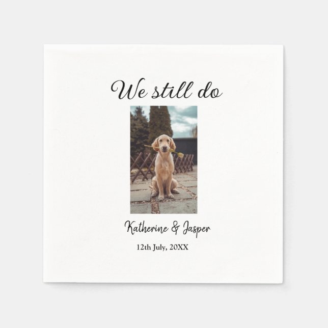 We still do wedding couple pet photo name date sim napkins (Front)