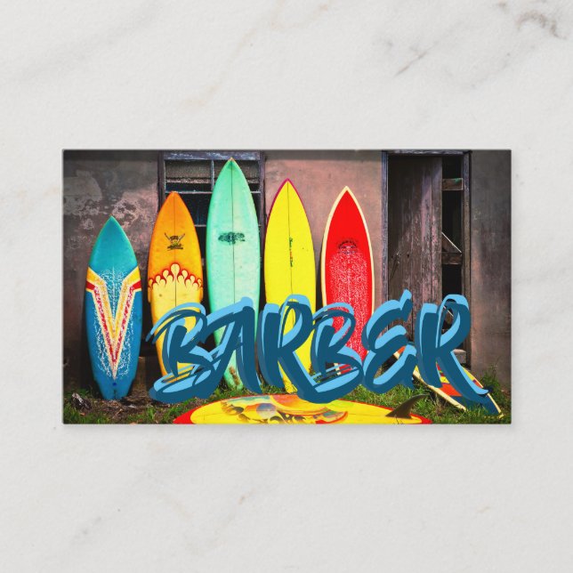 We Surf On Sunday & Monday Ocean Blues on a Business Card (Front)