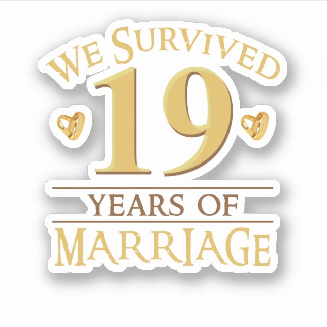 We Survived 19 Years Of Marriage Couple 19th Anniv Sticker (Front)