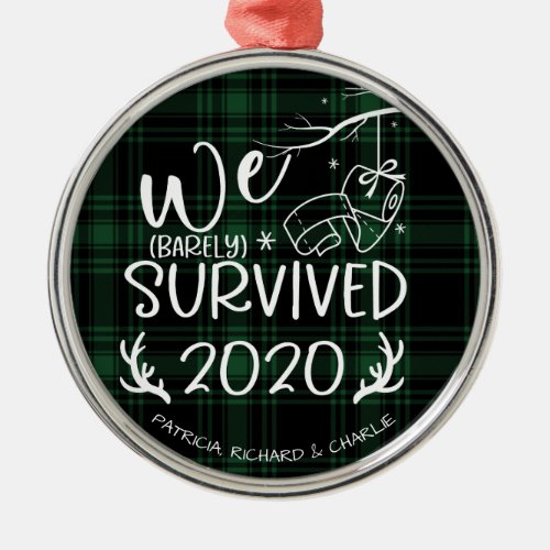 We Survived 2020 Cute Funny Covid Christmas Metal Ornament