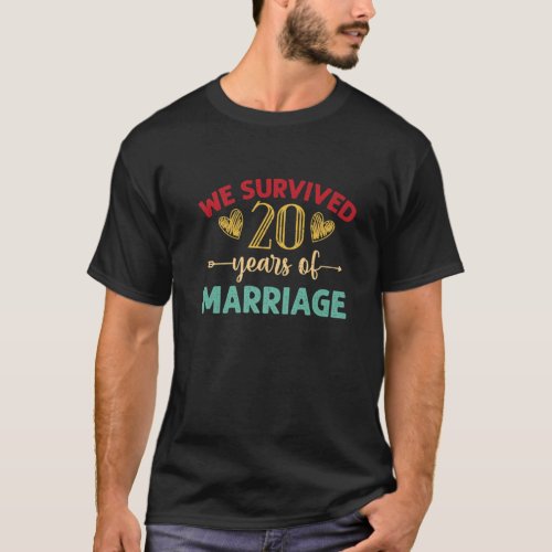 We Survived 20 Years Of Marriage Couple 20Th Anniv T_Shirt