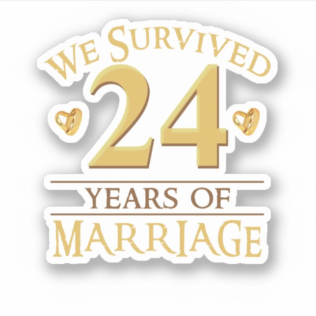 We Survived 24 Years Of Marriage Couple 24th Anniv Sticker (Front)