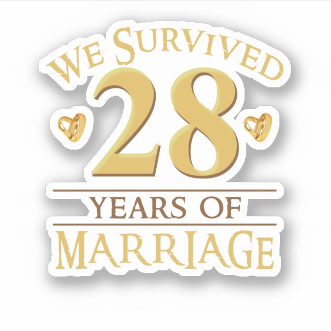 We Survived 28 Years Of Marriage Couple 28th Anniv Sticker (Front)