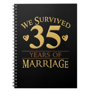 We Survived 35 Years Of Marriage Couple 35th Anniv Notebook