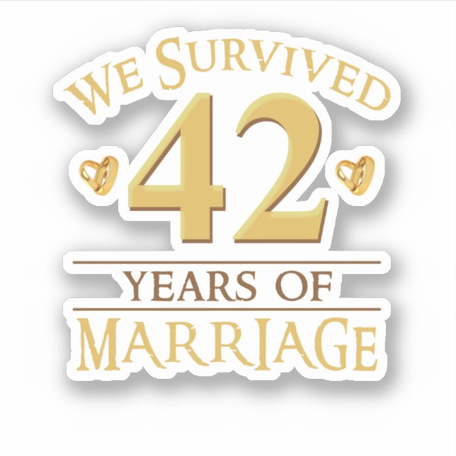 We Survived 42 Years Of Marriage Couple 42nd Anniv Sticker (Front)