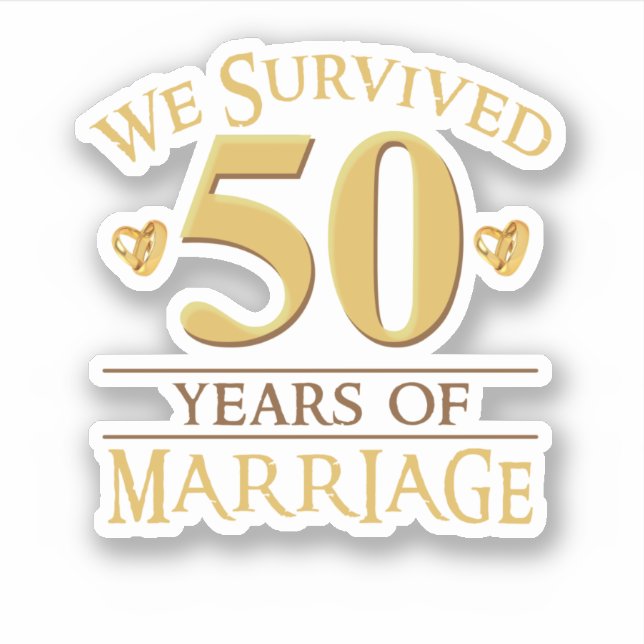 We Survived 50 Years Of Marriage Couple 50th Anniv Sticker (Front)