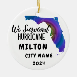 We Survived! Hurrican Milton Florida & City Name Ceramic Ornament