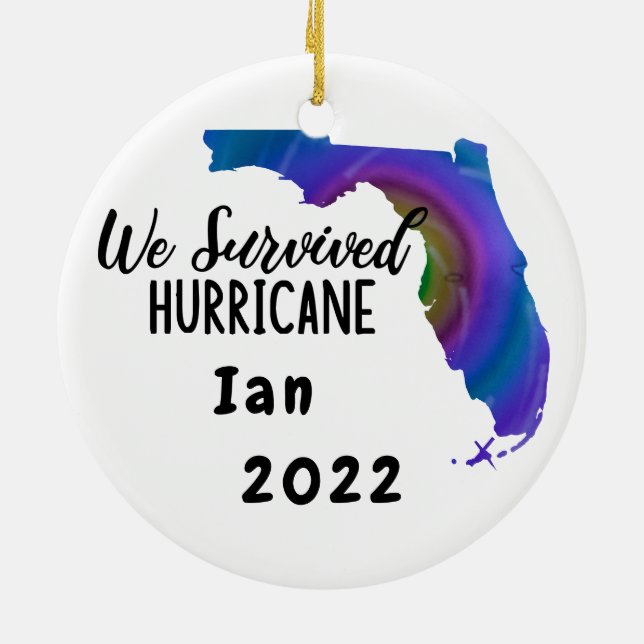 We Survived! Hurricane Ian Florida 2022 Ceramic Ornament (Back)