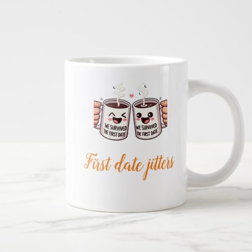 We Survived the First Date Couple Giant Coffee Mug