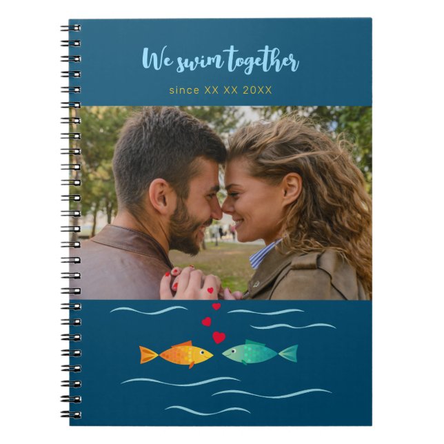 We swim together couple custom photo notebook (Front)