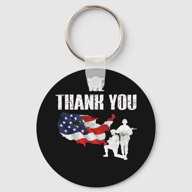 We Thank You Memorial Day Veteran Military Keychain (Front)