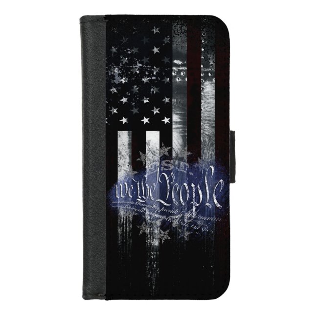 WE THE PEOPLE 13 Stars Industrial American Flag iPhone Wallet Case (Front)