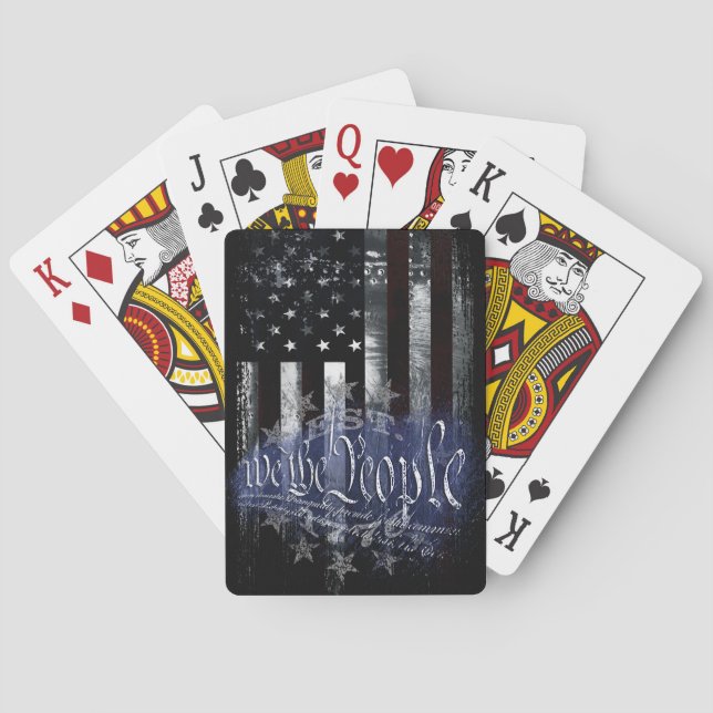 WE THE PEOPLE 13 Stars Industrial American Flag Poker Cards (Back)