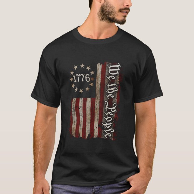 We The People 1776 American Flag 4Th Of July T-Shirt (Front)