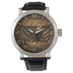 We the People 1776 Rustic American Flag Watch