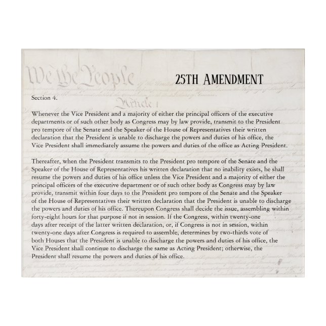 We the People 25th Amendment Constitution Resist Acrylic Print (Front)