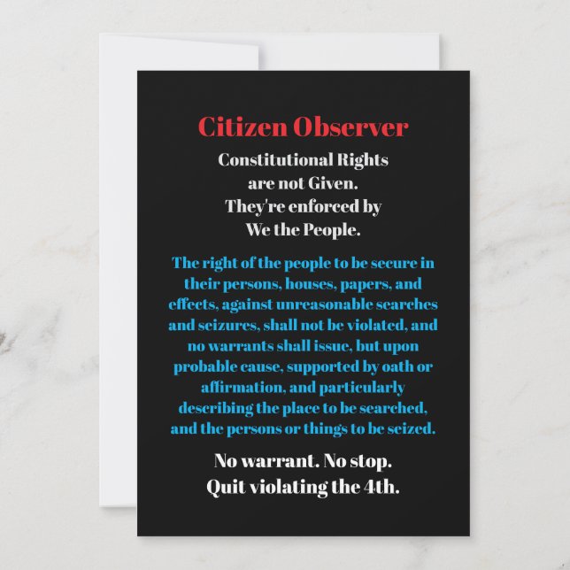 We the People 4th Amendment Invitation (Back)