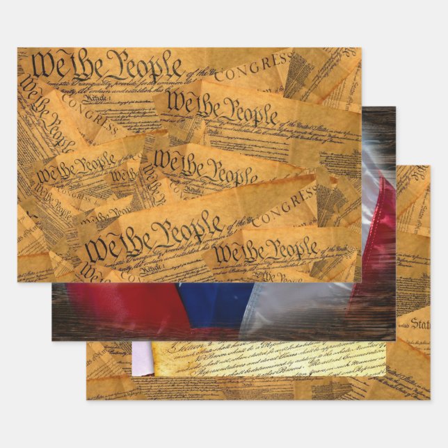 We The People Amerian Constitution Wrapping Paper Sheets (Set)