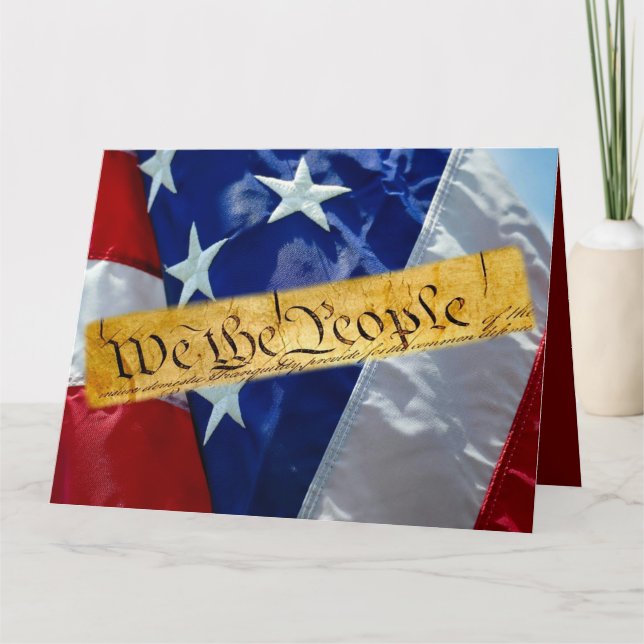 We The People American Constitution And Flag Card (Front)