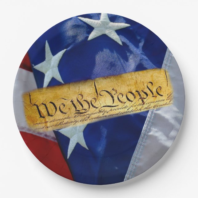 We The People American Constitution And Flag Paper Plates (Front)