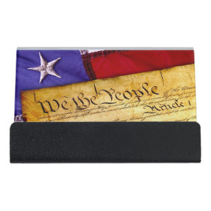 We The People American Constitution  Desk Business Card Holder