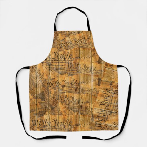 We The People American Constitution Rustic Wood Apron