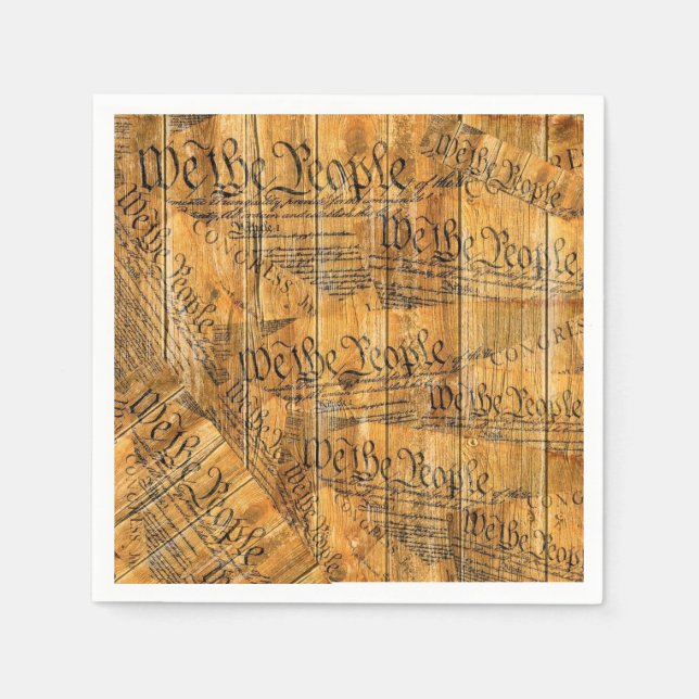 We The People American Constitution Rustic Wood Napkins (Front)
