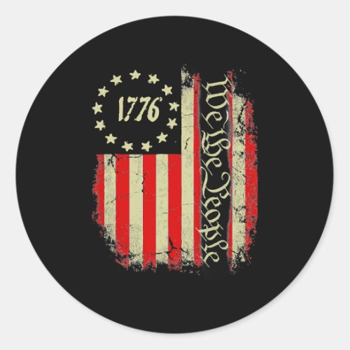 We The People American Flag 4th Of July 1776 Men Classic Round Sticker
