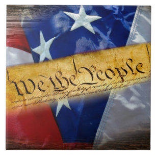 We The People American Flag Ceramic Tile