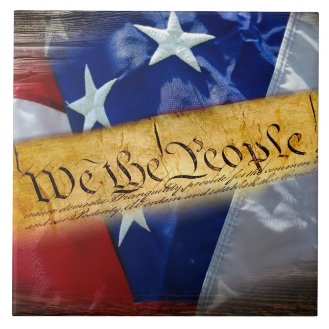 We The People American Flag Ceramic Tile (Front)