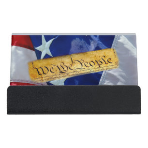 We The People American Flag Desk Business Card Holder