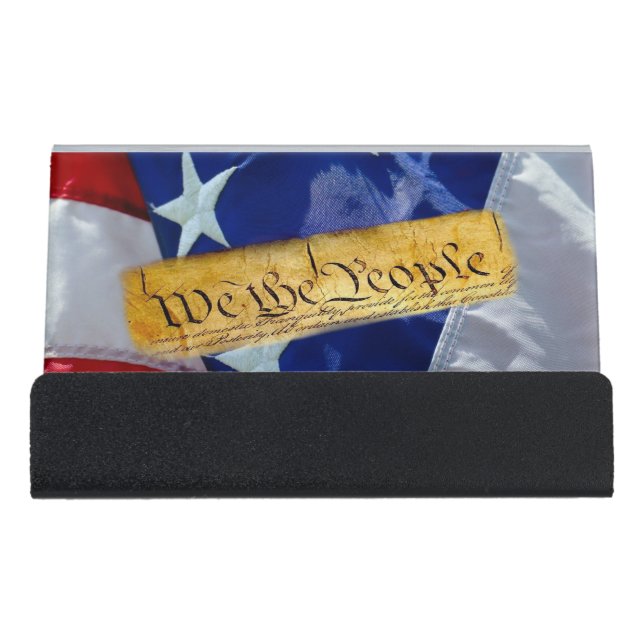 We The People American Flag Desk Business Card Holder (Front)