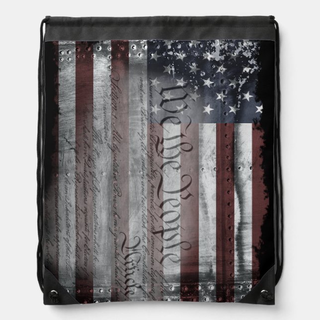We The People American Flag Drawstring Backpack (Front)