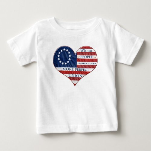 We The People American Flag Heart Baby T_Shirt