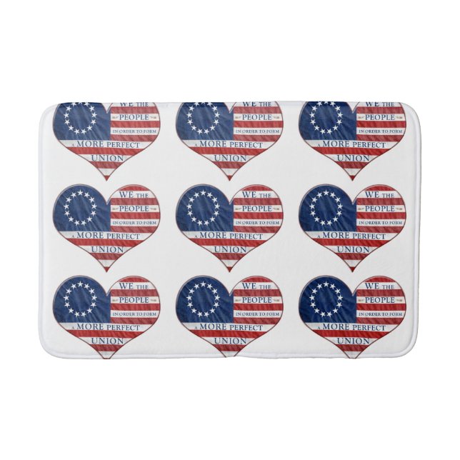 We The People American Flag Heart Bath Mat (Front)
