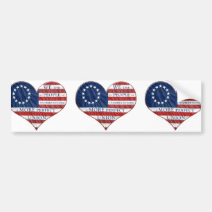 We The People American Flag Heart Bumper Sticker