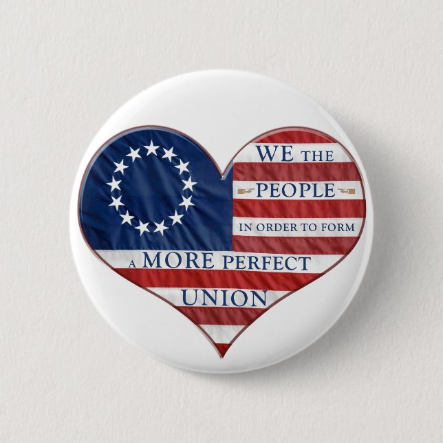 We The People American Flag Heart Button (Front)