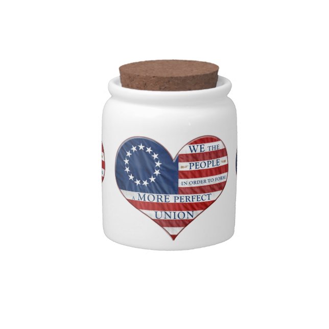 We The People American Flag Heart Candy Jar (Front)