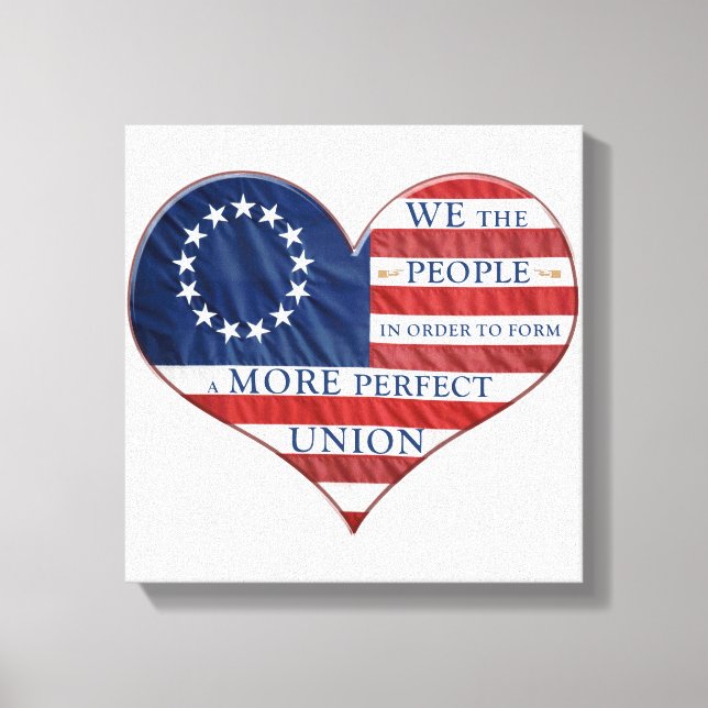 We The People American Flag Heart Canvas Print (Front)