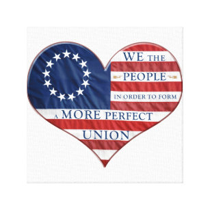 We The People American Flag Heart Canvas Print
