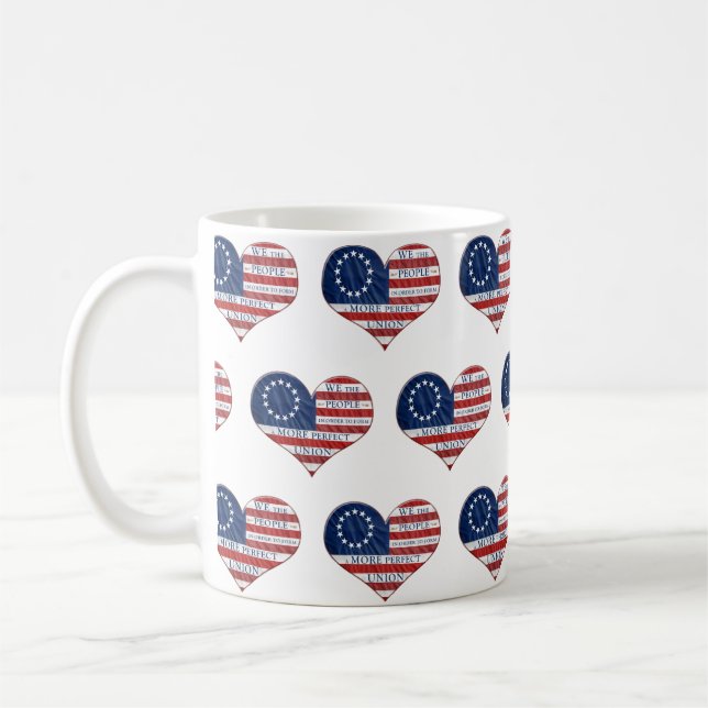 We The People American Flag Heart Coffee Mug (Left)