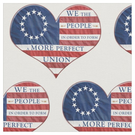 We The People American Flag Heart Fabric
