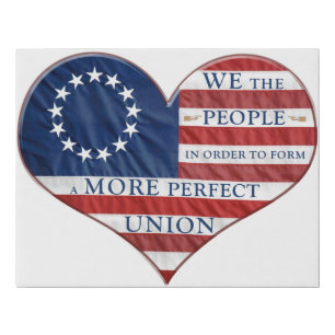 We The People American Flag Heart Faux Canvas Print